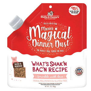 Stella & Chewy's Freeze-Dried Raw Dog Food Topper Marie's Magical Dinner Dust What's Shak'n Bac'n Recipe 7oz Bag
