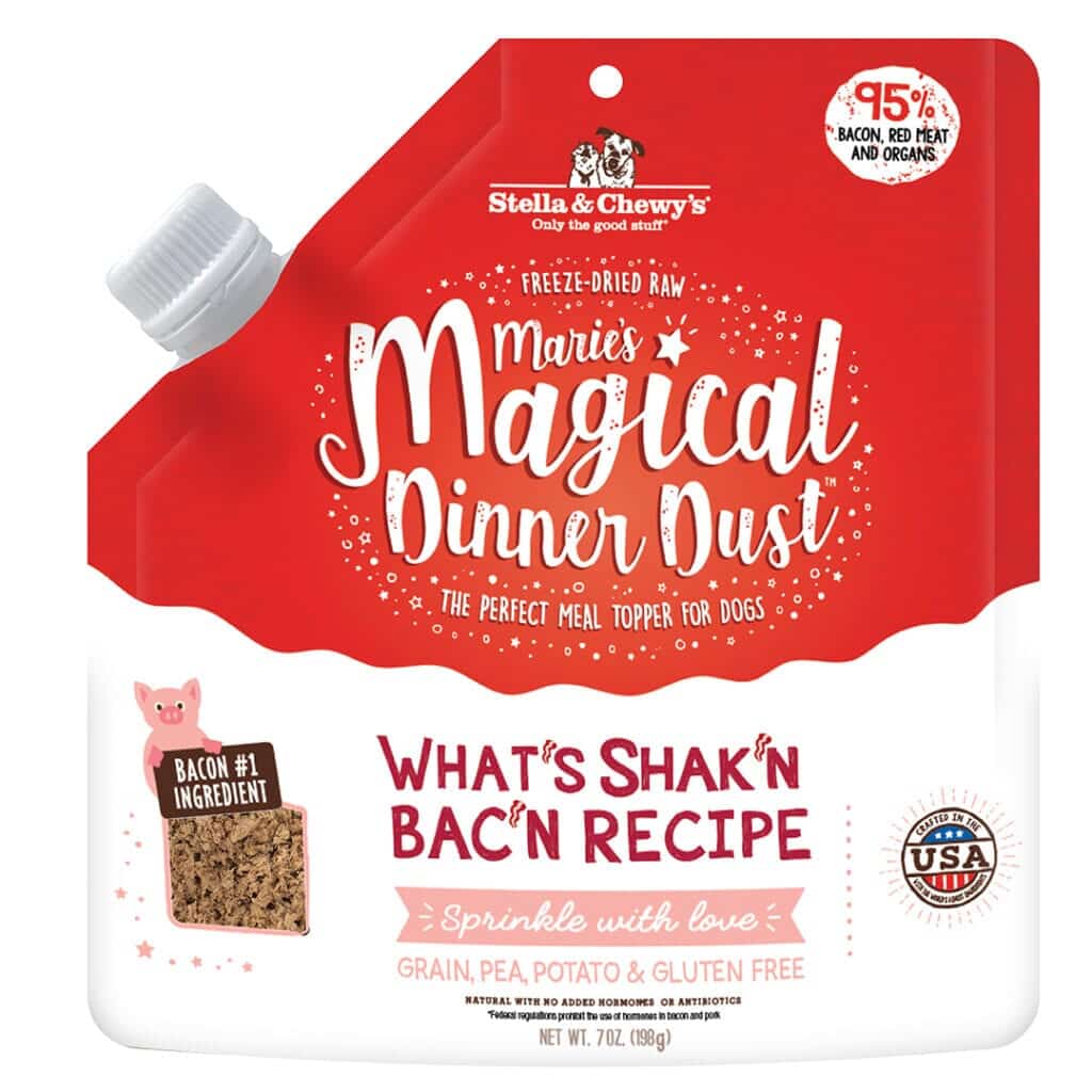 Stella & Chewy's Freeze-Dried Raw Dog Food Topper Marie's Magical Dinner Dust What's Shak'n Bac'n Recipe 7oz Bag