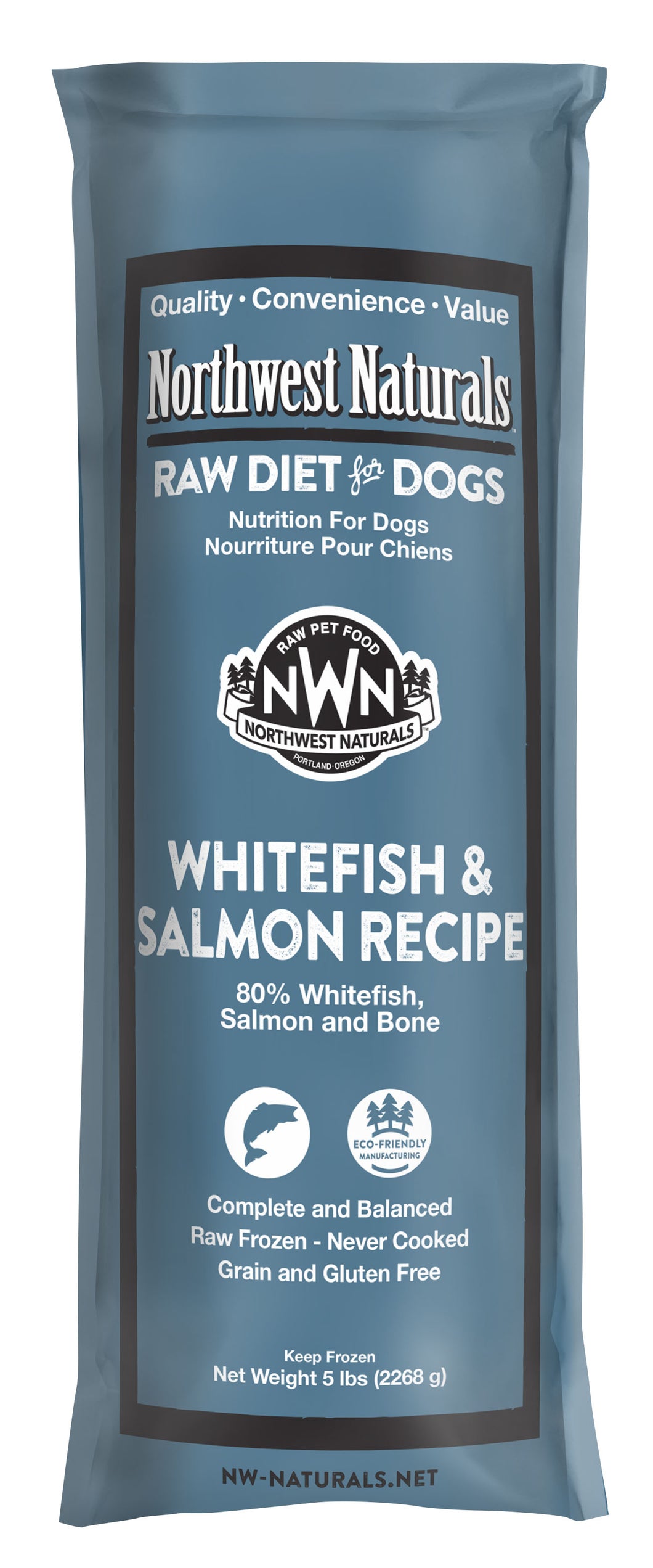 Northwest Naturals Frozen Raw Chubs - Whitefish & Salmon - 5lb