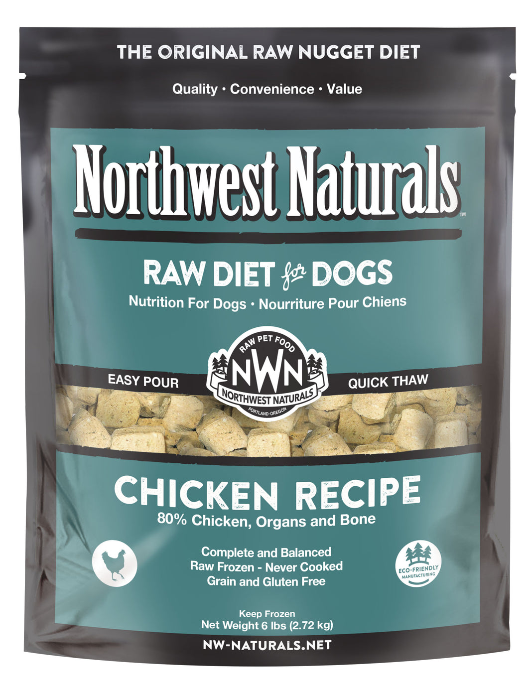 Northwest Naturals Frozen Raw Nuggets - Chicken - 6lb Bag
