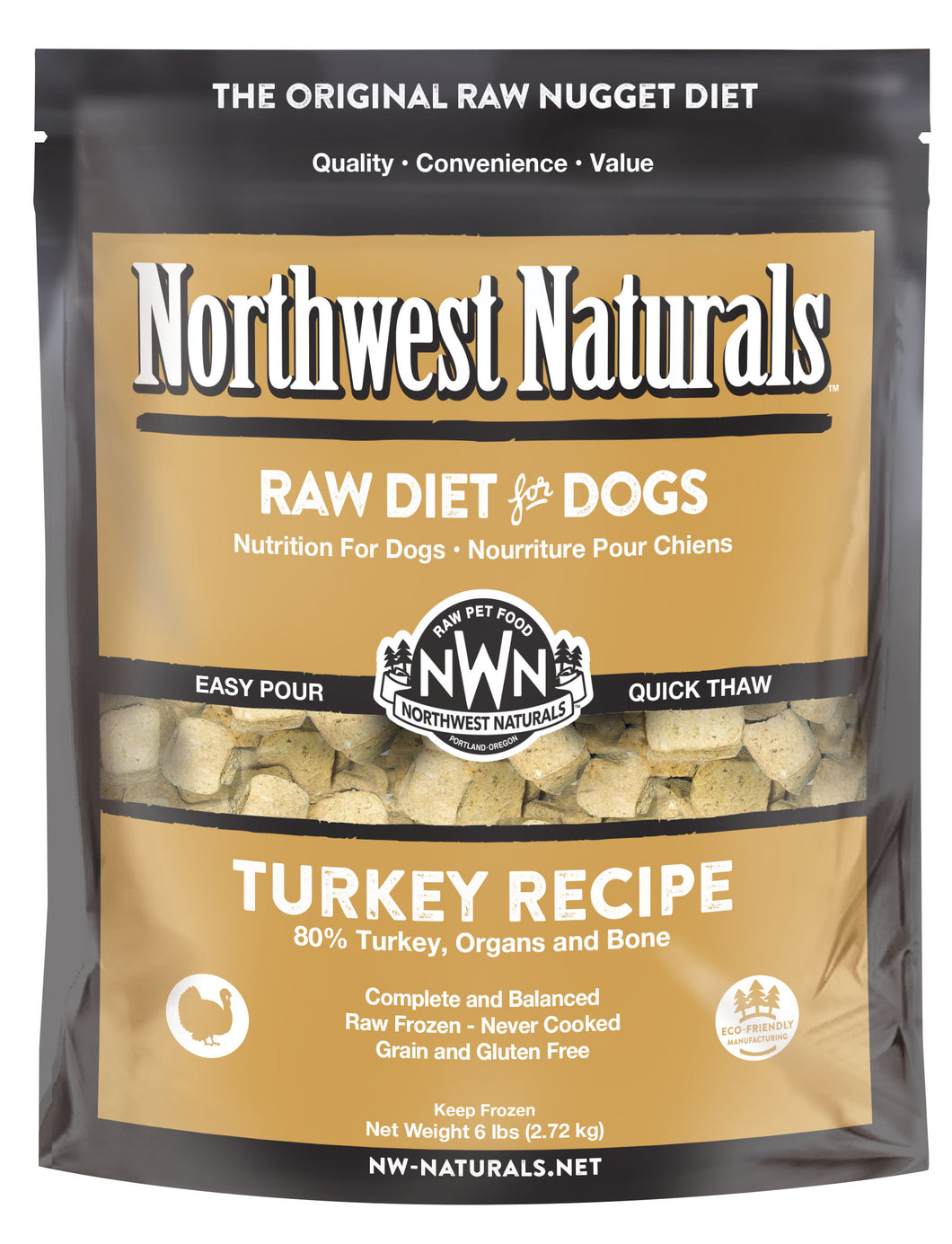 Northwest Naturals Frozen Raw Nuggets - Turkey - 6lb Bag