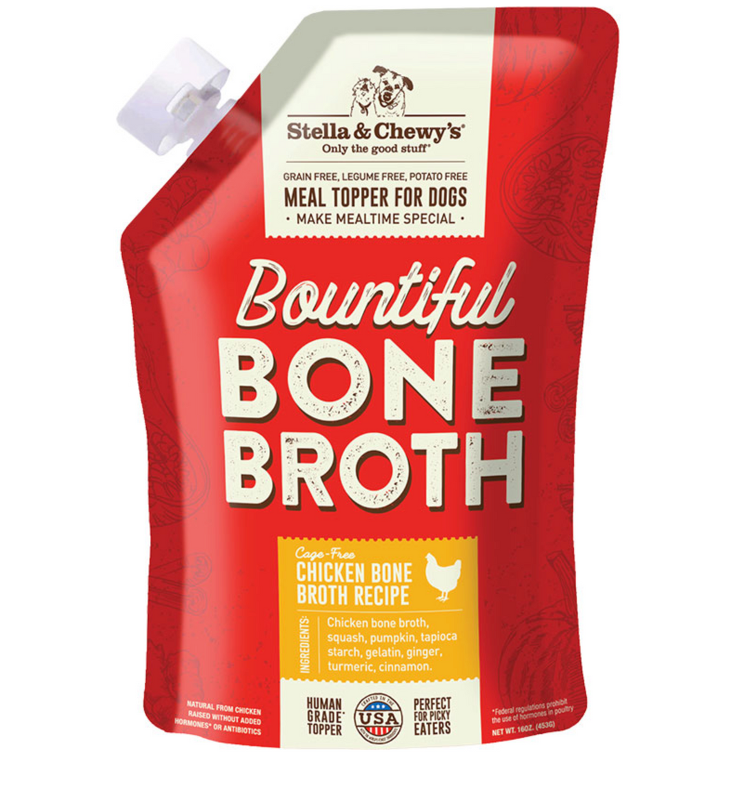 Stella & Chewy's Dog Food Topper Bountiful Bone Broth Cage Free Chicken Recipe 16oz Pouch