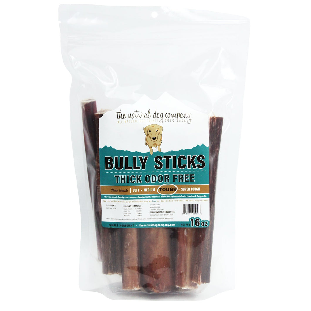 Tuesday's Natural Dog Company Bully Sticks Thick Odor Free 6