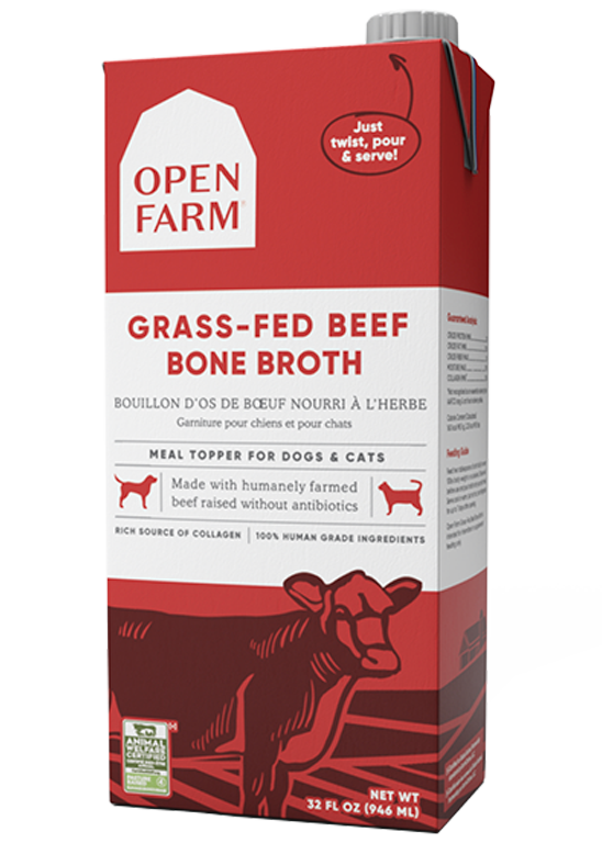 Open Farm Bone Broth Topper for Dogs & Cats - Grass-Fed Beef 32oz Tetra