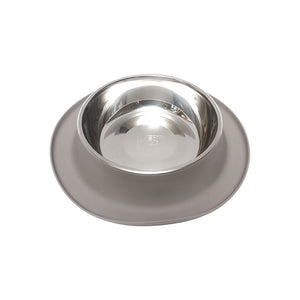 Messy Mutts Single Silicone Feeder with Stainless Bowl - Medium 1.5 Cup Bowl - Grey
