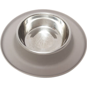Messy Mutts Single Silicone Feeder with Stainless Bowl - Large 6 Cup Bowl - Grey