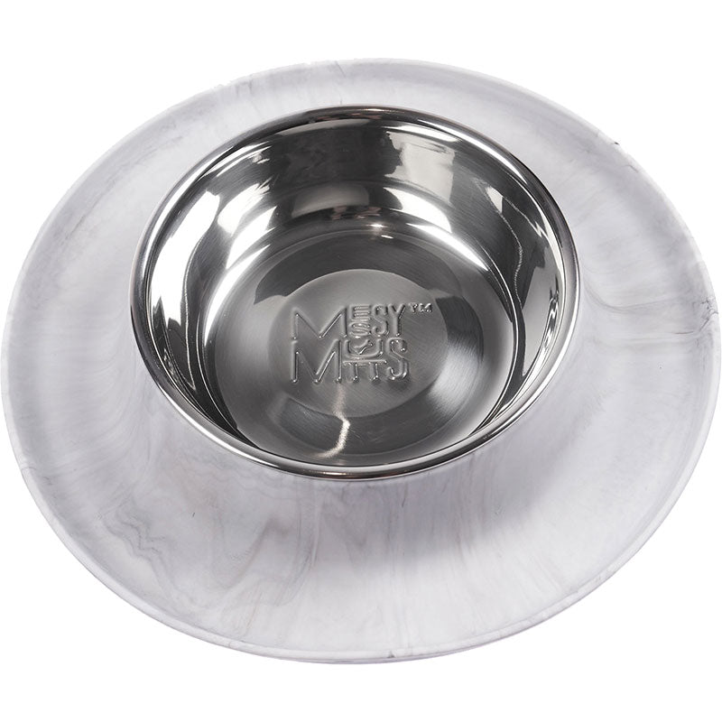 Messy Mutts Single Silicone Feeder with Stainless Bowl - Medium 1.5 Cup Bowl - Marble