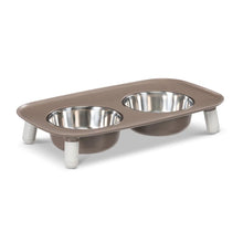 Load image into Gallery viewer, Messy Mutts Elevated Double Feeder with Stainless Bowls - Adjustable Height 3" to 10", 5 Cups Per Bowl - Grey