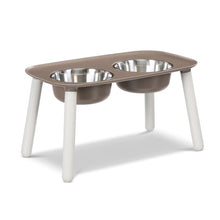 Load image into Gallery viewer, Messy Mutts Elevated Double Feeder with Stainless Bowls - Adjustable Height 3" to 10", 5 Cups Per Bowl - Grey