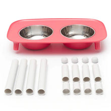 Load image into Gallery viewer, Messy Mutts Elevated Double Feeder with Stainless Bowls - Adjustable Height 3" to 10", 5 Cups Per Bowl - Red