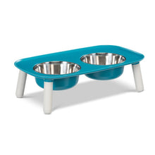Load image into Gallery viewer, Messy Mutts Elevated Double Feeder with Stainless Bowls - Adjustable Height 3" to 10", 5 Cups Per Bowl - Blue