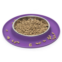 Load image into Gallery viewer, Messy Cats Single Silicone Feeder with Stainless Bowl - Medium 1.75 Cup Bowl - Purple