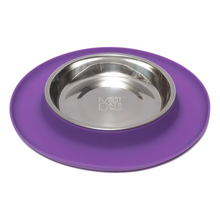 Load image into Gallery viewer, Messy Cats Single Silicone Feeder with Stainless Bowl - Medium 1.75 Cup Bowl - Purple