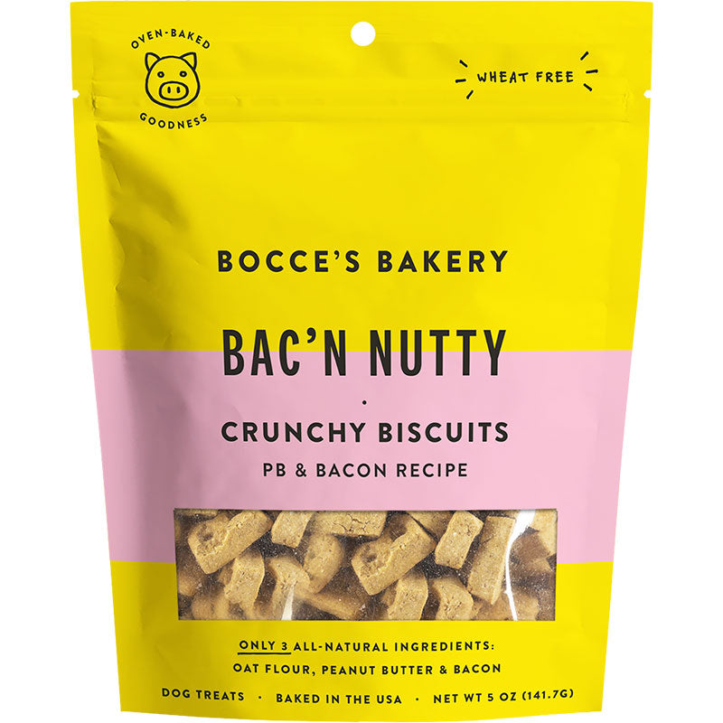 Bocce’s Everyday Crunchy Dog Biscuits - Bac 'N Nutty 5oz bag