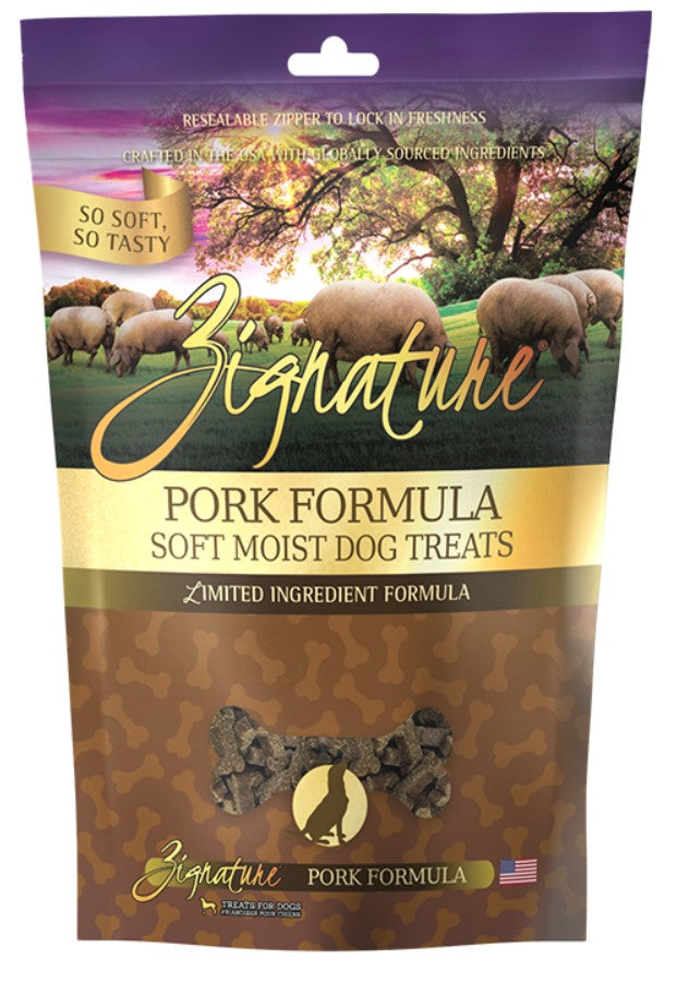 Zignature Dog Treats Grain-Free Soft Moist Pork Formula 4oz Bag