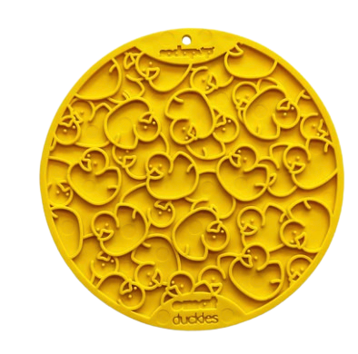 SodaPup Duckies Design Emat Enrichment Licking Mat with Suction Cups - Yellow