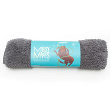 Load image into Gallery viewer, Messy Mutts Dog Drying Mat &amp; Towel with Hand Pockets - Grey Medium (36&quot; x 24&quot;&quot;)