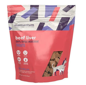 Momentum Single Ingredient Freeze-Dried Dog & Cat Treats - Beef Liver 4oz Bag