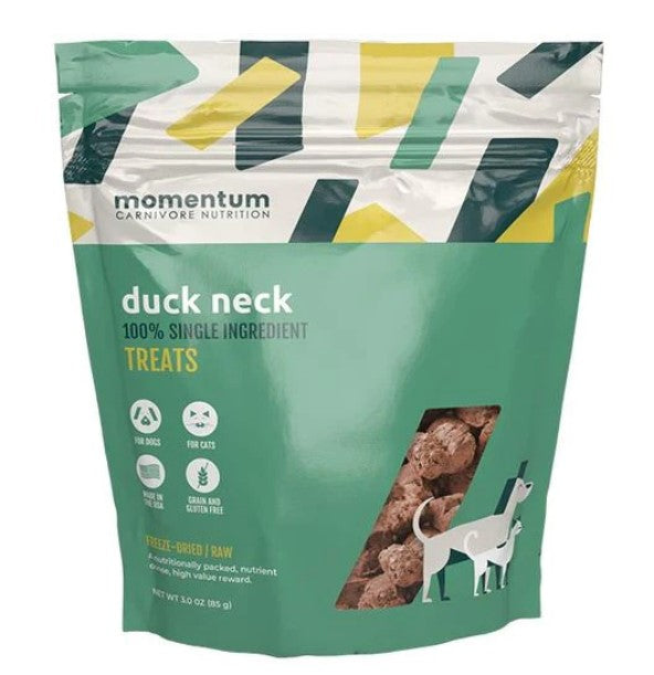 Momentum Single Ingredient Freeze-Dried Dog & Cat Treats - Duck Neck 3oz Bag