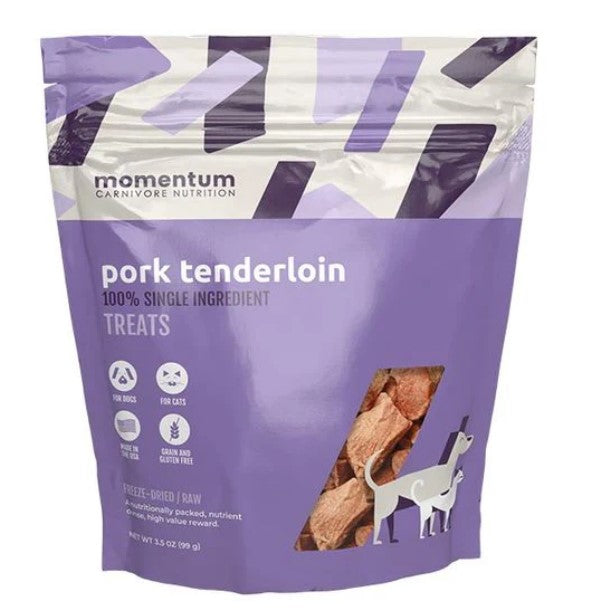 Momentum Single Ingredient Freeze-Dried Dog & Cat Treats - Pork Tenderloin 3.5oz Bag