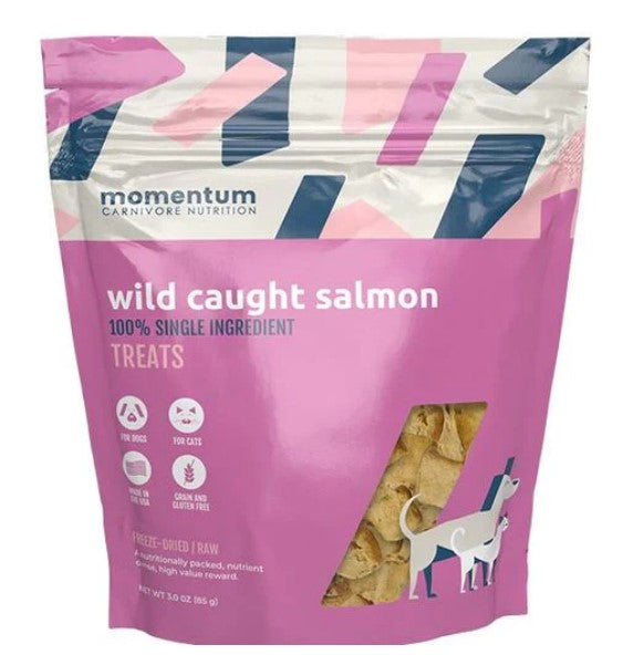 Momentum Single Ingredient Freeze-Dried Dog & Cat Treats - Wild Caught Salmon 3oz Bag