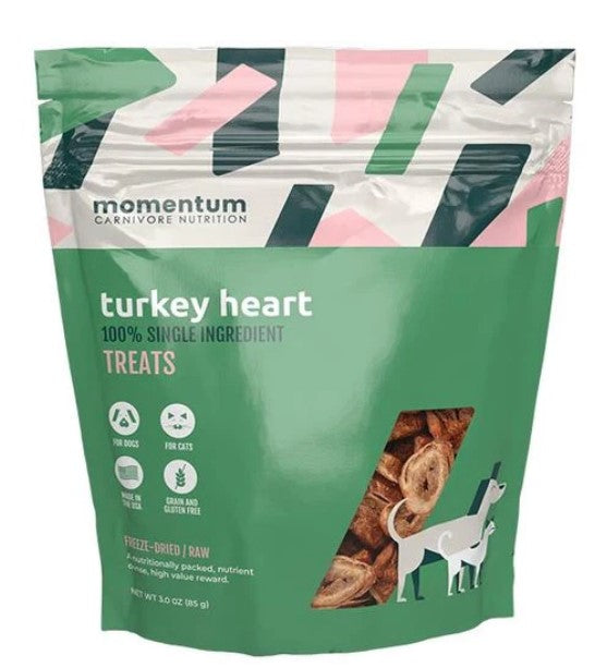 Momentum Single Ingredient Freeze-Dried Dog & Cat Treats - Turkey Hearts 3oz Bag