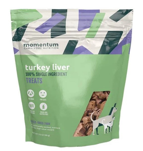 Momentum Single Ingredient Freeze-Dried Dog & Cat Treats - Turkey Liver 3.5oz Bag