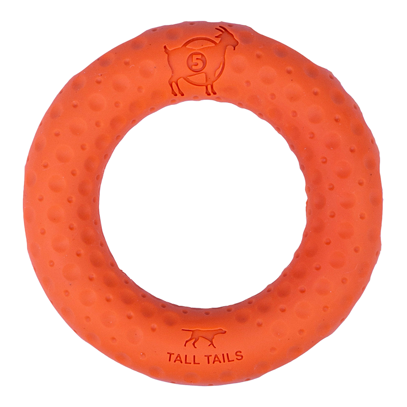 Tall Tails Natural Rubber Dog Toy - GOAT Ring Orange - Medium 5