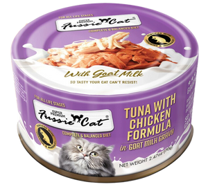 Fussie Cat Wet Cat Food Goat Milk Formula - Tuna & Chicken 2.4oz Can Single
