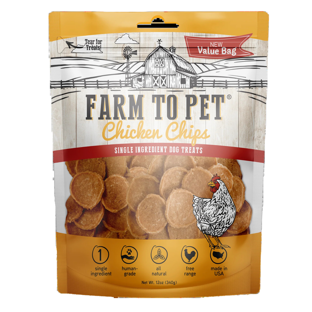 Farm to Pet Single Ingredient Chicken Chips 12oz Bag