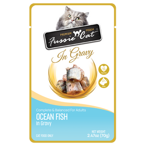 Fussie Cat Wet Cat Food Grain Free Premium Oceanfish Formula in Gravy 2.47oz Pouch Single
