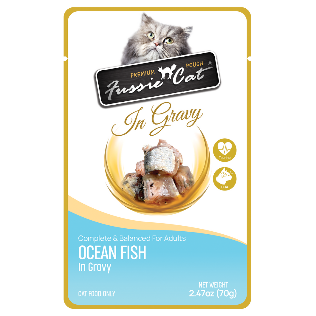 Fussie Cat Wet Cat Food Grain Free Premium Oceanfish Formula in Gravy 2.47oz Pouch Single