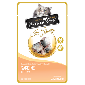 Fussie Cat Wet Cat Food Grain Free Premium Sardine Formula in Gravy 2.47oz Pouch Single
