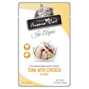 Fussie Cat Wet Cat Food Grain Free Premium Tuna with Chicken Formula in Aspic 2.47oz Pouch Single