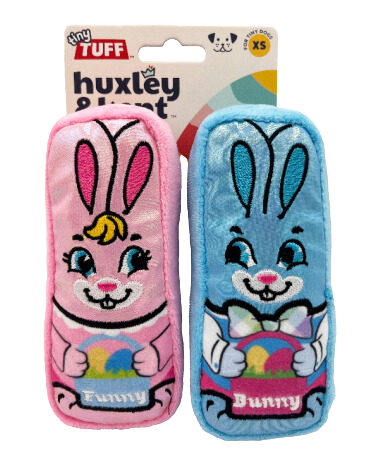 *Seasonal - SPRING* Lulubelles® Tiny Tuffs 2pk Dog Toy - Funny Bunnies