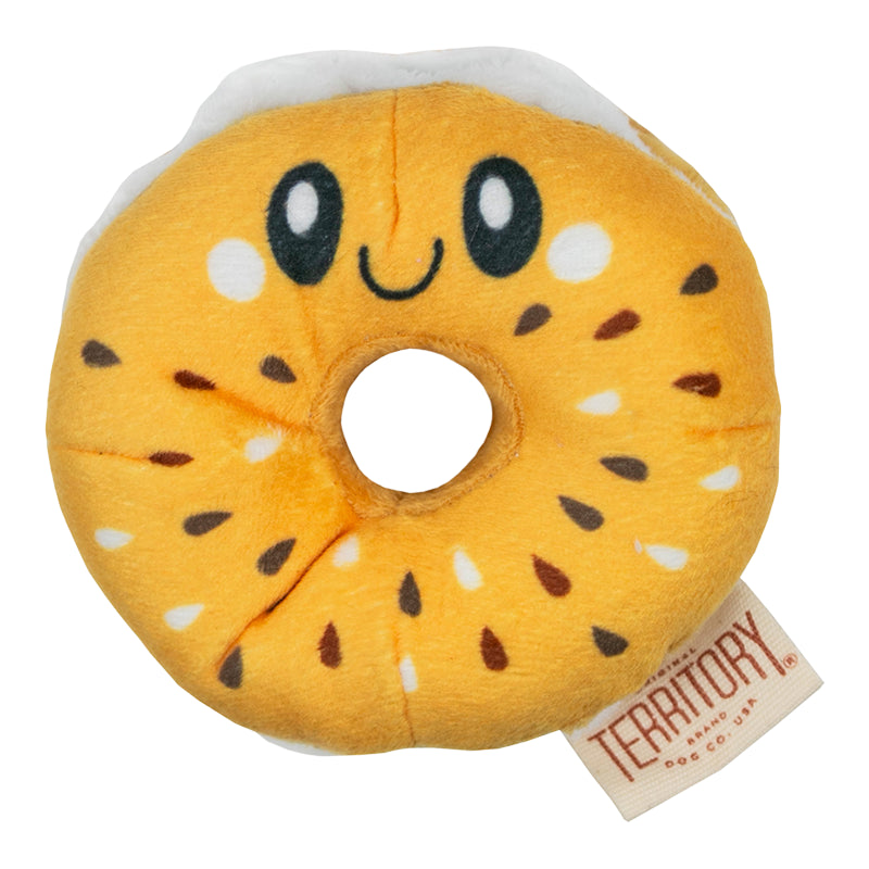 Territory Plush Squeaker Dog Toy with Treat Pockets - Bagel 4