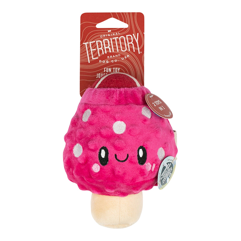 Territory 2-In-1 Plush Dog Toy - Mushroom with Removable Fetch Ball 6