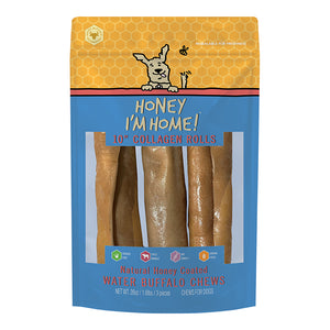 Honey I'm Home! Buffalo Collagen Roll Dog Chews 10" - 3-pack 26oz bag