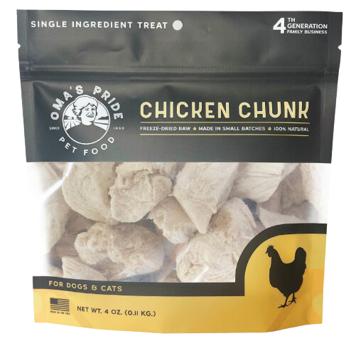 Oma's Pride Dehydrated Chicken Breast Chunk Treats 4oz Bag