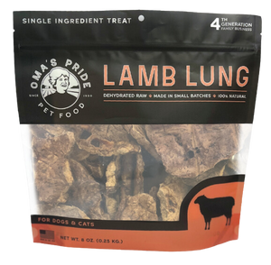 Oma's Pride Dehydrated Lamb Lung Treats 8oz Bag