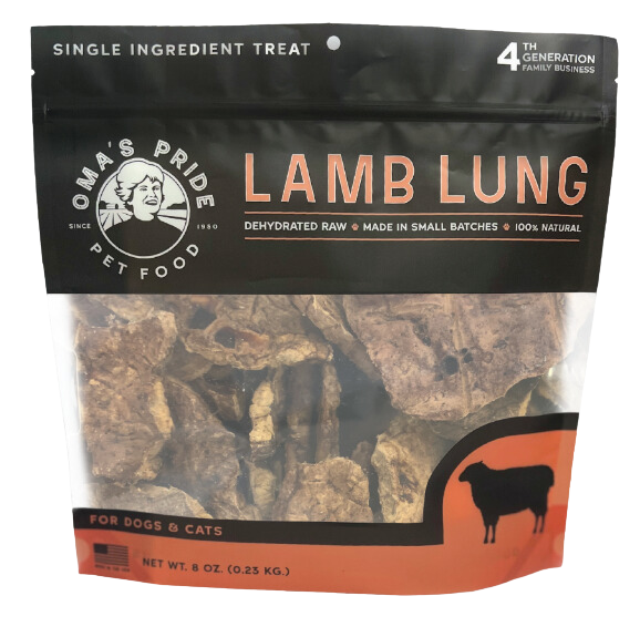 Oma's Pride Dehydrated Lamb Lung Treats 8oz Bag