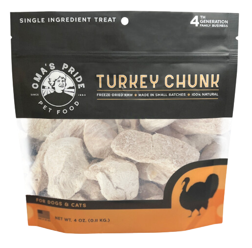 Oma's Pride Dehydrated Turkey Breast Chunk Treats 4oz Bag