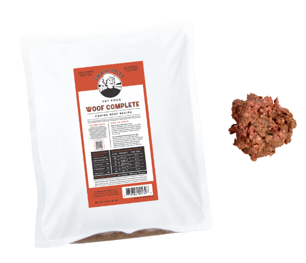 Oma's Pride Frozen Raw Woof Complete Canine Beef Recipe 4lb Block