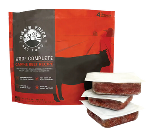 Oma's Pride Frozen Raw Woof Complete Canine Beef Recipe 6lb Bag