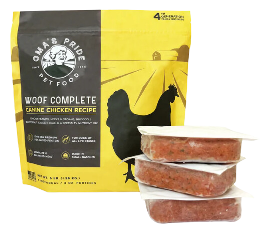 Oma's Pride Frozen Raw Woof Complete Canine Chicken Recipe 6lb Bag