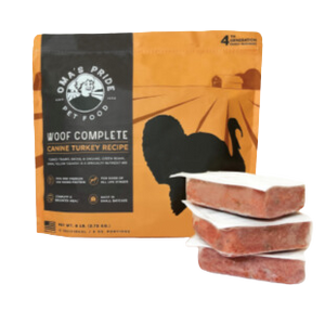 Oma's Pride Frozen Raw Woof Complete Canine Turkey Recipe 6lb Bag