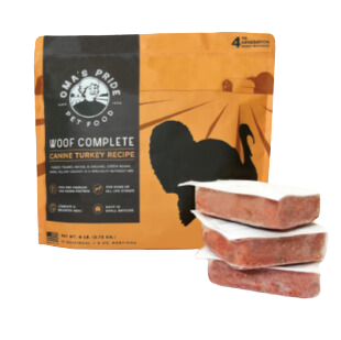 Oma's Pride Frozen Raw Woof Complete Canine Turkey Recipe 6lb Bag
