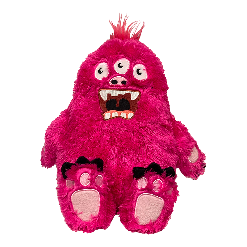Fab Dog Fluffy Monster Plush Dog Toy - Pink Large