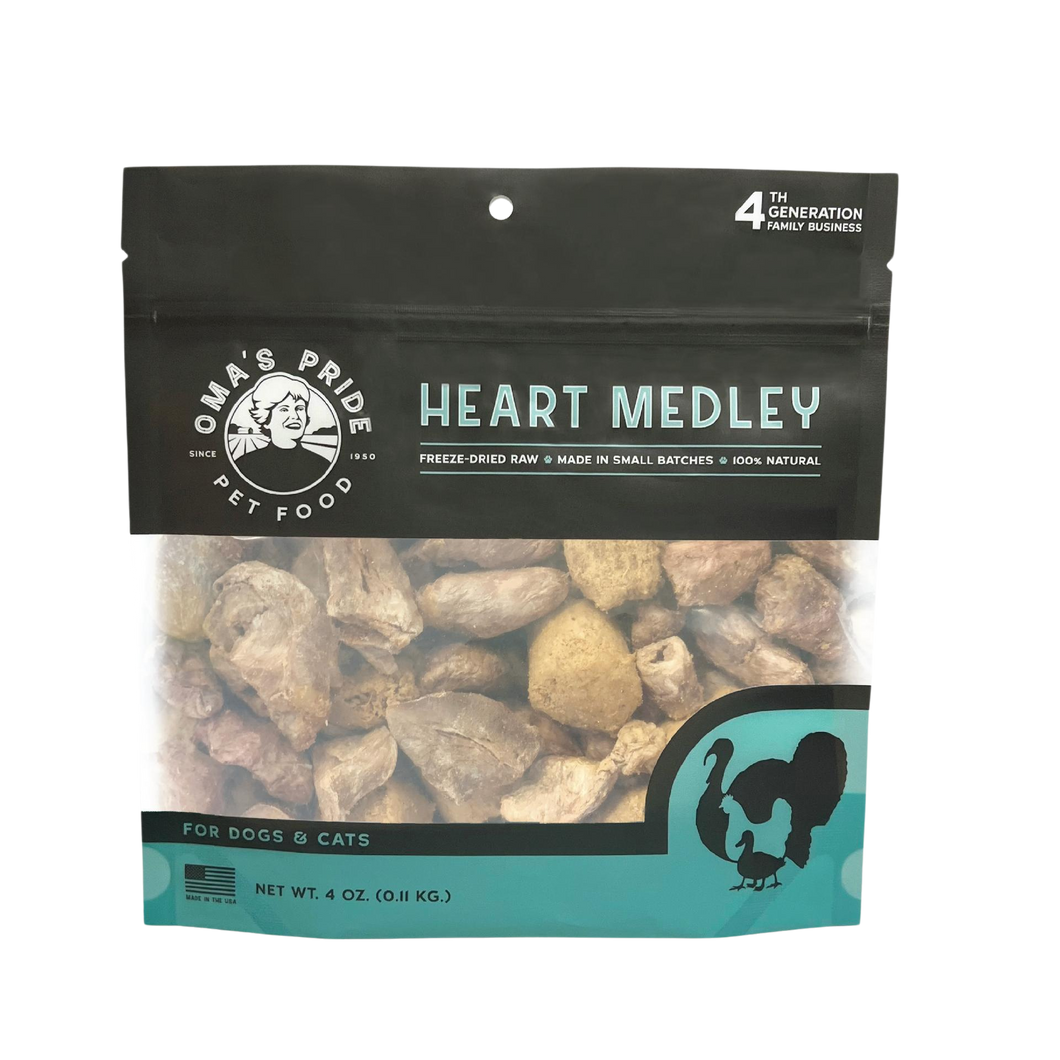 Oma's Pride Freeze-Dried Heart Medley 4oz Bag