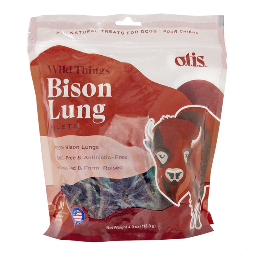 O.T.I.S. Wild Things Filets Dog Treats - Air-Dried Bison Lung - 4oz bag